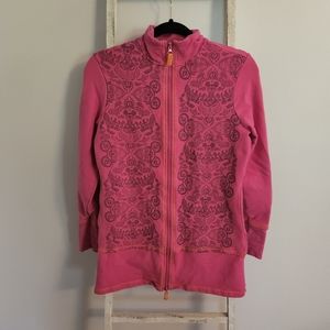 Disney Parks XS zip up Mickey paisley embroidered track jacket sweatshirt